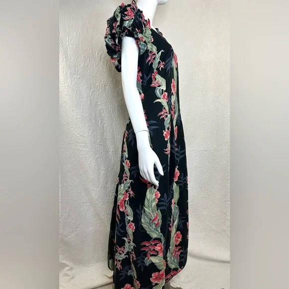 Vintage T&L Muumuu Factory Hawaii Floral Puff Sleeve Maxi Dress - Picture 5 of 16